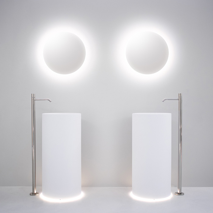 CEA Design Раковина 42.5х90см, накладная, без отверстий, слив в стену, белая LED подсветка 3000K, цвет: белый