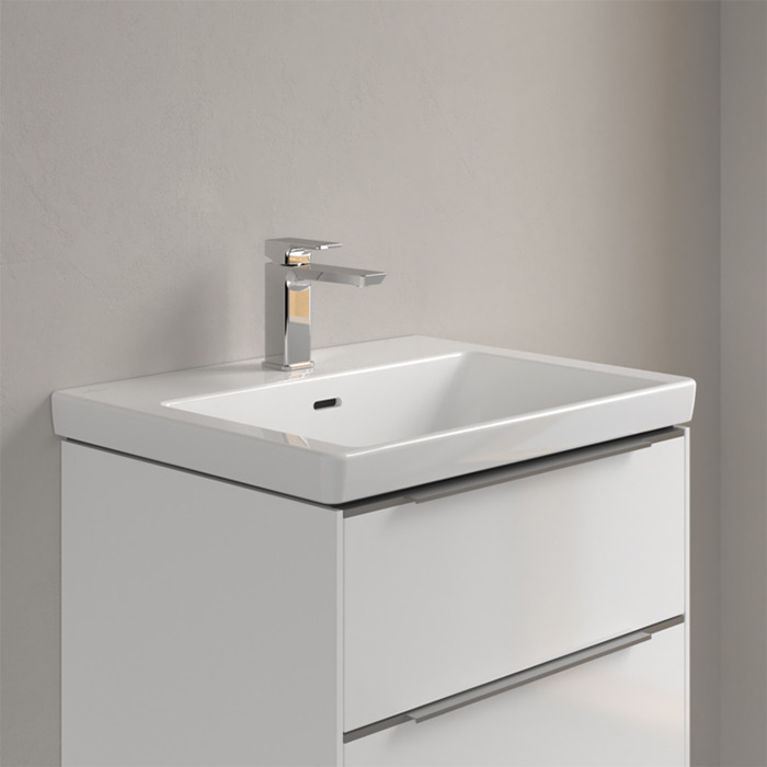 Villeroy&Boch Subway 3.0 Раковина 60х47х16.5см., 1 отв., подвесная, с антигрязевым покрытием CeramicPlus, с переливом, цвет: альпийский белый