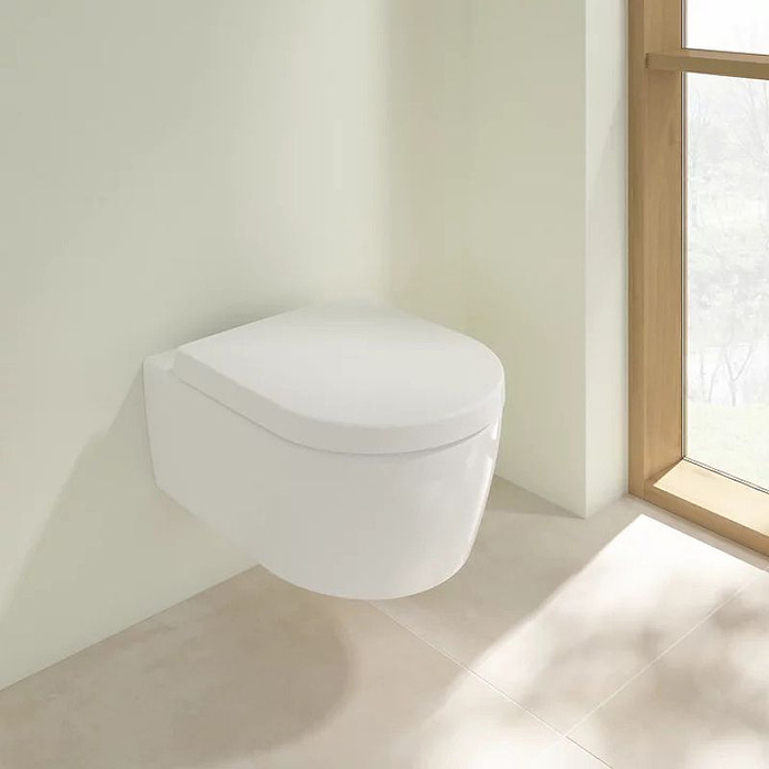 Villeroy&Boch Avento Комплект унитаз-подвесной 37x53см, сиденье QuickRelease, SoftClose, цвет: альпийский белый