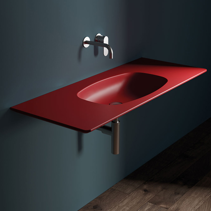 Flaminia Nuda Раковина 120x48.5x14 см, без отв., подвесная, цвет: rosso rubens
