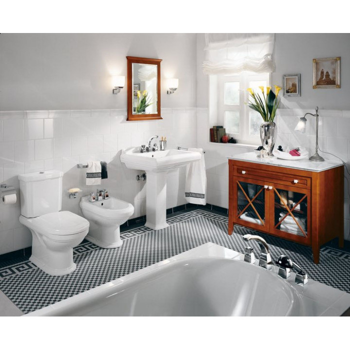 Villeroy Boch Hommage Унитаз моноблок, горизонтальный выпуск, 37x72.5см, с антигрязевым покрытием CeramicPlus, цвет: белый