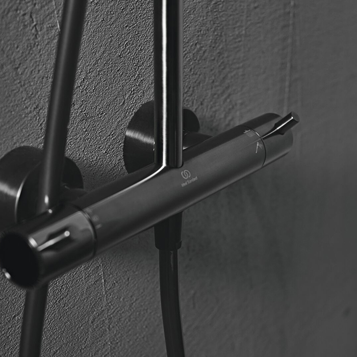 Ideal Standard Ceratherm T125 Душевая система, с термостатическим смесителем, душевая лейка stick, верхний душ Ø30см., поворотный держатель верхнего душа, настенный кронштейн, шланг для душа IdealFlex 175см., цвет: PVD Magnetic Grey (Магнит)