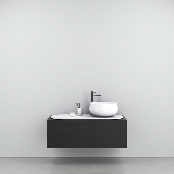 Cielo Delfo Тумба подвесная, с раковиной и столешницей, 113х52хh52см, цвет: Rovere Nero