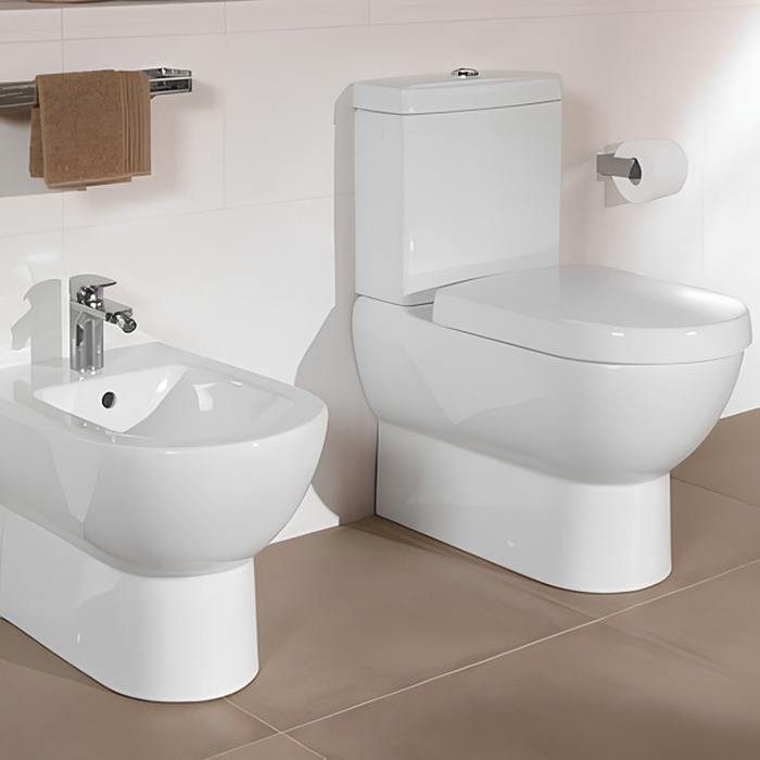 Villeroy&Boch Subway Сиденье с крышкой для унитаза, с микролифтом, нерж. сталь, цвет: альпийский белый