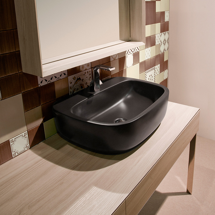 Flaminia Mono Раковина 64x48x18.5 см, 1 отв., подвесная, цвет: черный