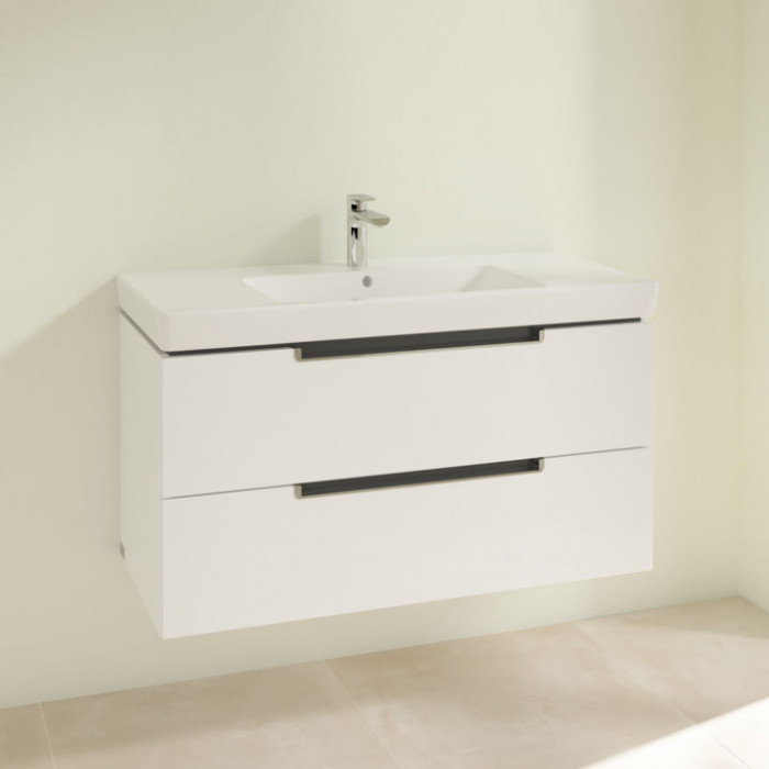 Villeroy&Boch Subway 2.0, Тумба под раковину, размер 98.7x52x44.9см., подвесная, с антигрязевым покрытием CeramicPlus, цвет: белый