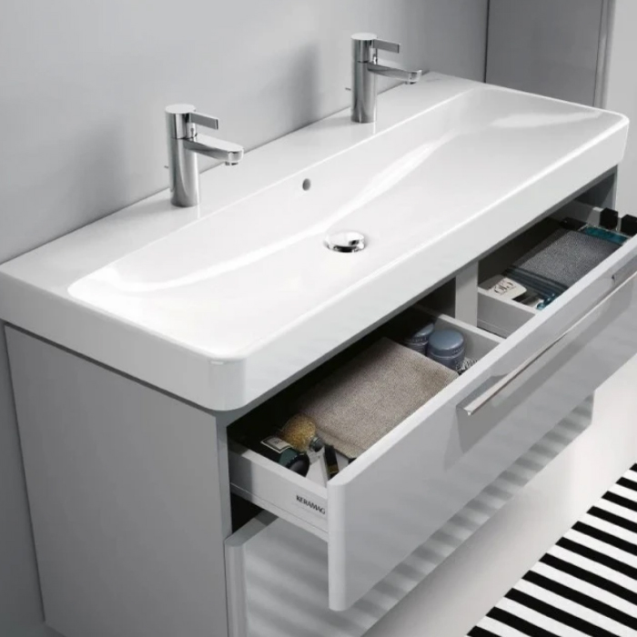 Geberit Smyle Square Раковина 120х48см., подвесная, 2 отв., двойная, цвет: белый