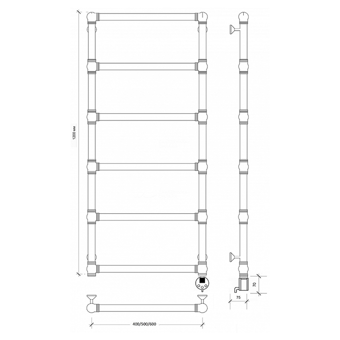 Secado Фалерони 1 Полотенцесушитель 50x120 см, электрический, цвет: бронза