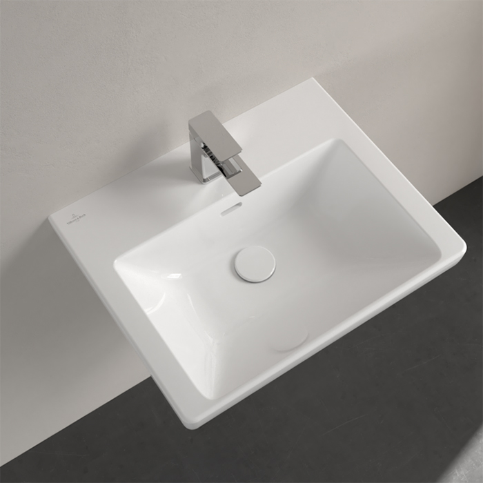 Villeroy&Boch Subway 3.0 Раковина 55х44х16.5см., 1 отв., подвесная, с переливом, цвет: альпийский белый
