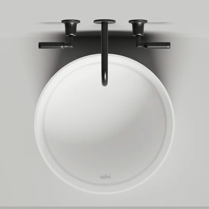 Salini Armonia Round 02 Раковина накладная 45x45x2см., без отв., материал: S-Stone, цвет: белый матовый