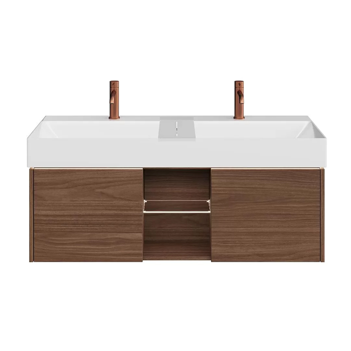 Kerama Marazzi Grande Тумба 120х47х37.3см., подвесная, 2 ящика, открытая зона, цвет: структурированный орех