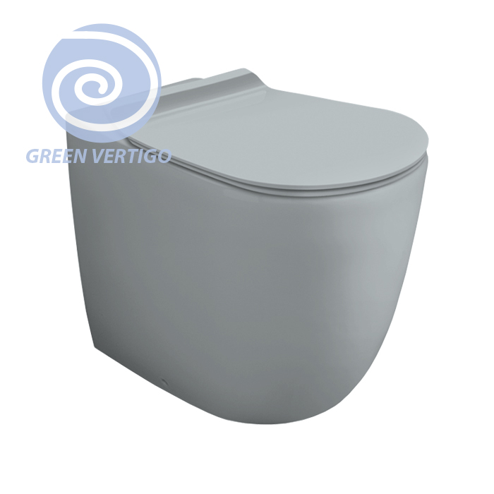 Simas Vignoni Унитаз 56x36.5см., напольный, безободковый, слив универсальный, GREEN VERTIGO, цвет: tela matt