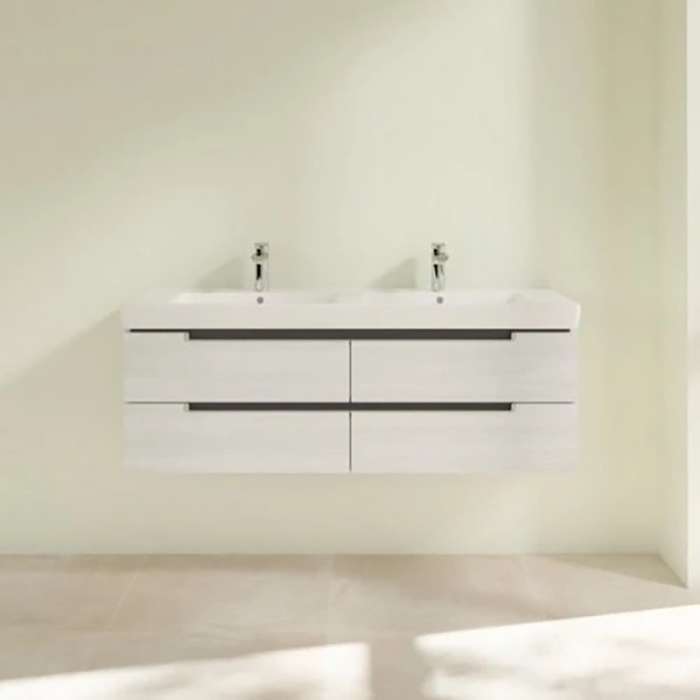 Villeroy&Boch Subway 2.0, Тумба подвесная под двойную раковину, 128.7х42х49см, цвет: белый
