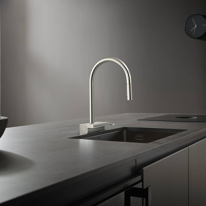 Hansgrohe Aquno Select M81 Смеситель для кухни, 1 отв., каскад, цвет: сталь