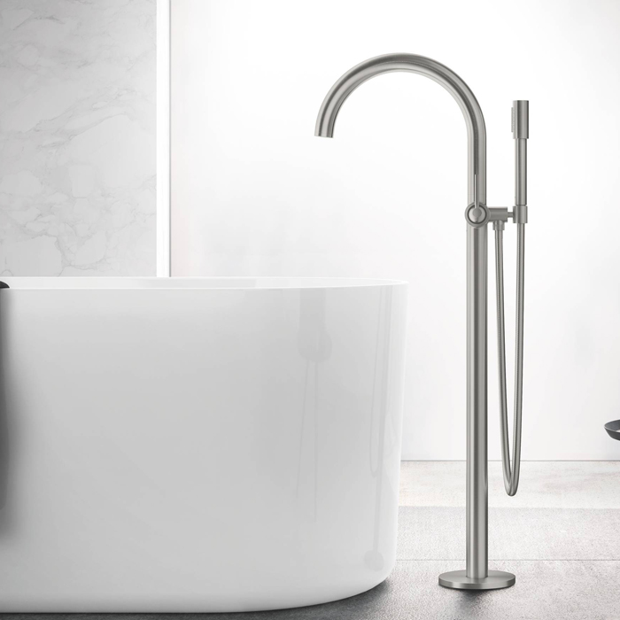 Grohe Atrio New Смеситель для ванны, напольный, с ручным душем и шлангом 125см., цвет: supersteel