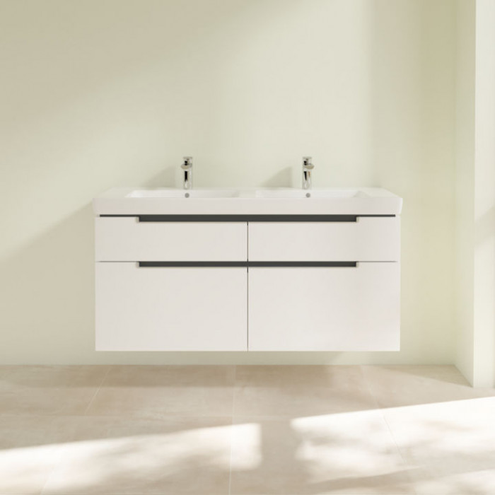 Villeroy&Boch Subway 2.0, Тумба подвесная под двойную раковину, 128.7х59х49см, цвет: белый