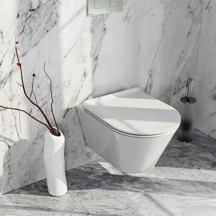 Комплект 6 в 1: унитаз Kerama Marazzi Plaza безободковый, инсталляция, сиденье микролифт, крепление, звукоизоляция, клавиша смыва: хром