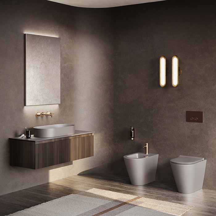 Catalano Zero Раковина 70x35см, накладная, без отв., без перелива, цвет: Tortora Satinato