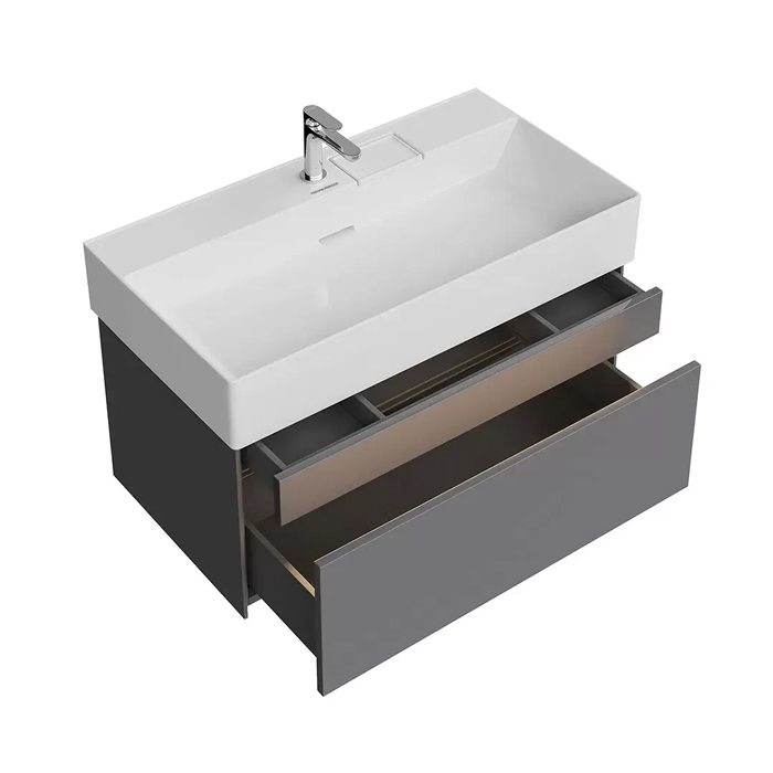 Kerama Marazzi Logica Тумба 86.8x46x40.3см., подвесная, 2 ящика, цвет: стальной серый