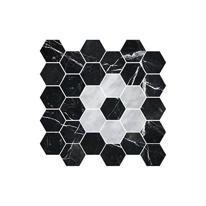 Devon&Devon Elite Плитка из натурального камня 60x60см, универсальная, мрамор, elite 8, цвет: black marquinha/white carrara