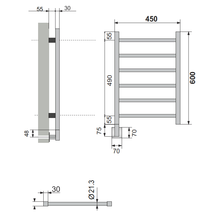Neoinox Eco Полотенцесушитель 60x45см, электрический, тэн, цвет: хром