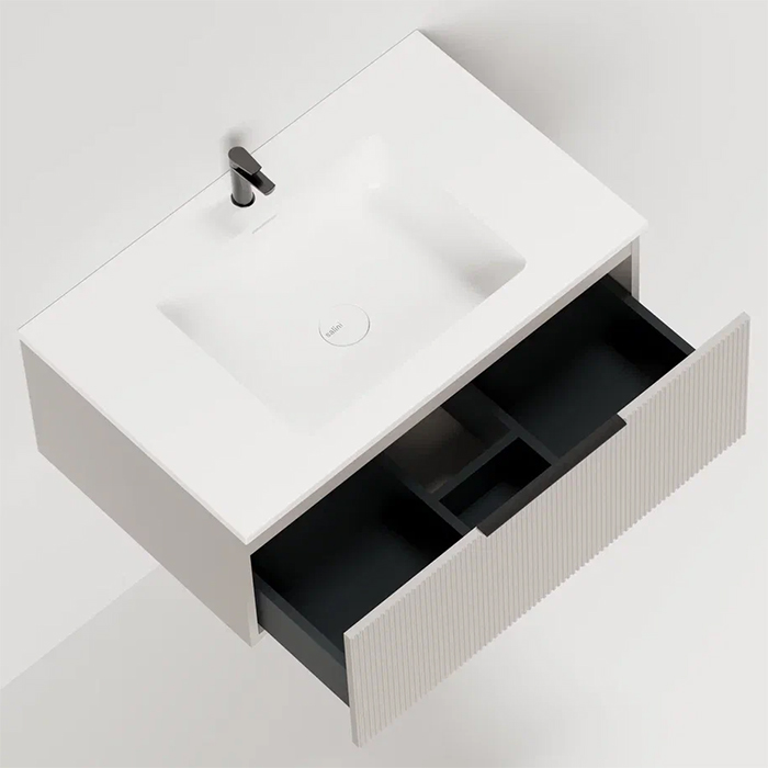 Salini Touch Тумба 80x50x32см., подвесная, с раковиной, 1 ящик, верт. фрез., цвет: Grey