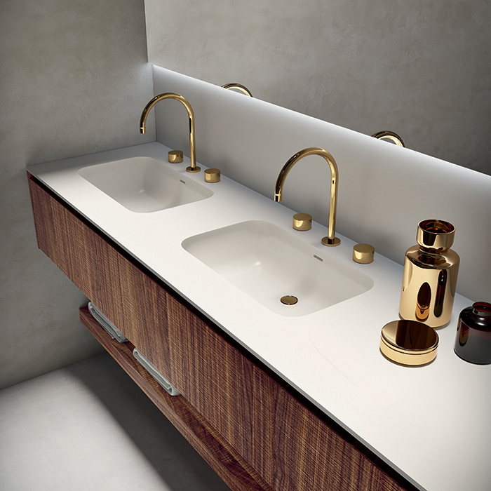 Oasis Eden Композиция №4 Комплект мебели подвесная 213x52.5см., цвет: Walnut Carved/белый/золото