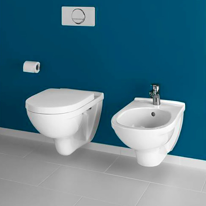 Villeroy&Boch O.novo Унитаз 56x36см., подвесной, безободковый, с гориз. выпуском, с сиденьем микролифт, цвет: альпийский белый