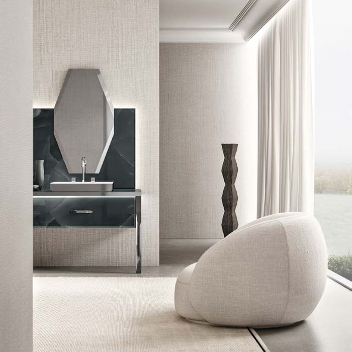 VITAGE milldue edition HILTON 06 Комплект мебели 226х56х77 см, напольный, 2 раковины, 2 зеркала, с подсветкой, цвет: стекло onice smoke