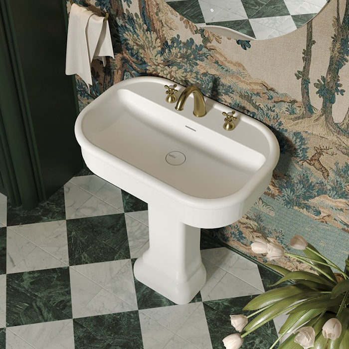 Salini Opera Раковина 75x50x16см., накладная, 3 отв., с пьедесталом, S-Stone, цвет: белый матовый