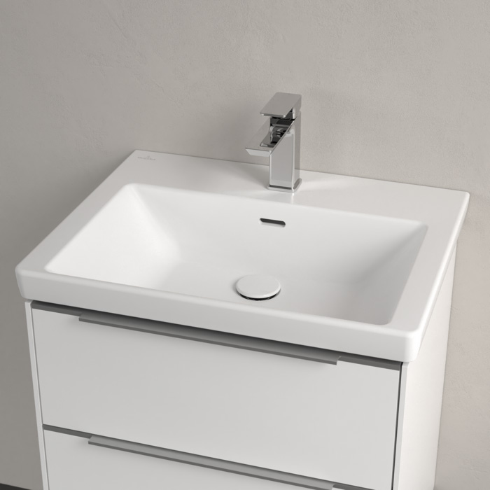 Villeroy&Boch Subway 3.0 Раковина 60х47х16.5см., 1 отв., подвесная, CeramicPlus, с переливом, цвет: белый камень