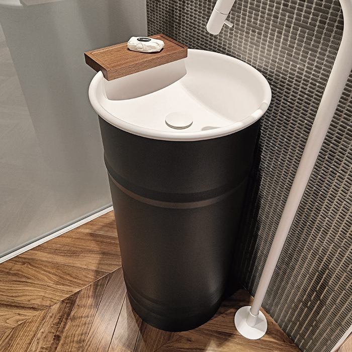 Agape Nivis Раковина напольная 43xh90см, слив в пол, без отв., цвет: bianco/grigio scuro