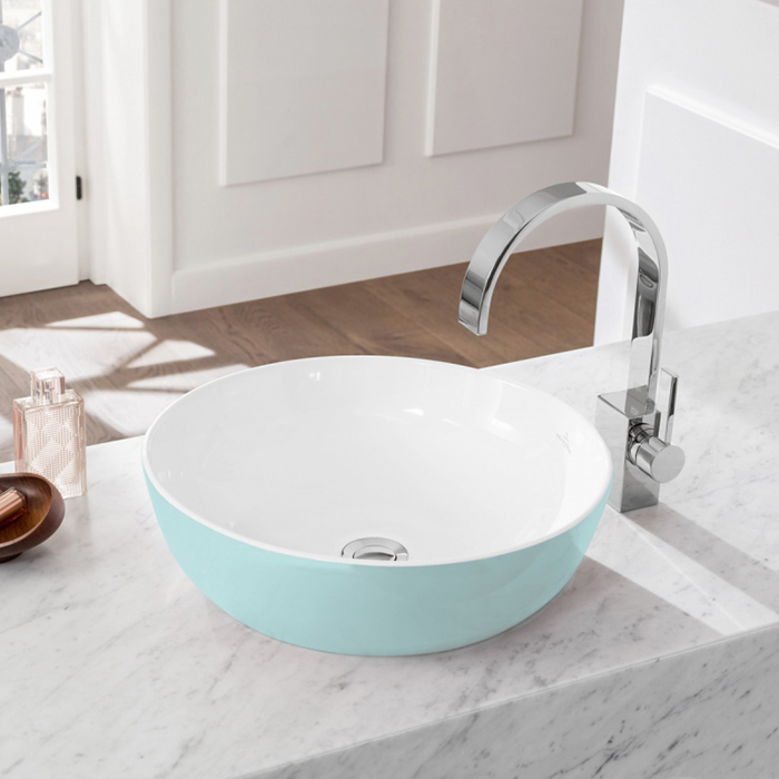 Villeroy&Boch Artis Раковина 43см., накладная, без отв., без перелива, цвет: белый/голубой