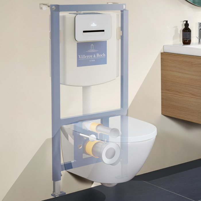 Villeroy&Boch ViConnect Инсталляция для подвесного унитаза 52.5х13.5х112см., нержавеющая сталь, цвет: синий