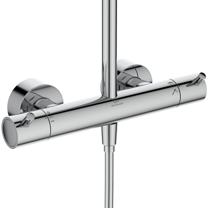 Ideal Standard Ceratherm T125 Душевая система, с термостатическим смесителем, душевая лейка stick, верхний душ Ø30см., поворотный держатель верхнего душа, настенный кронштейн, шланг для душа IdealFlex 175см., цвет: хром