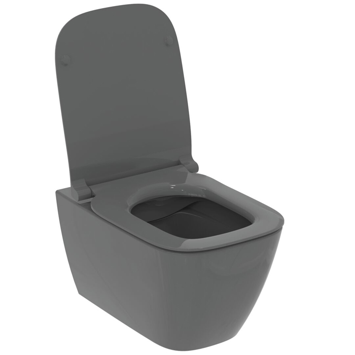 Ideal Standard Ideal Standard i.life B Унитаз подвесной, 54.5х36см., безободковый, с технологией RimLS+, с сиденьем, цвет: Серый глянцевый