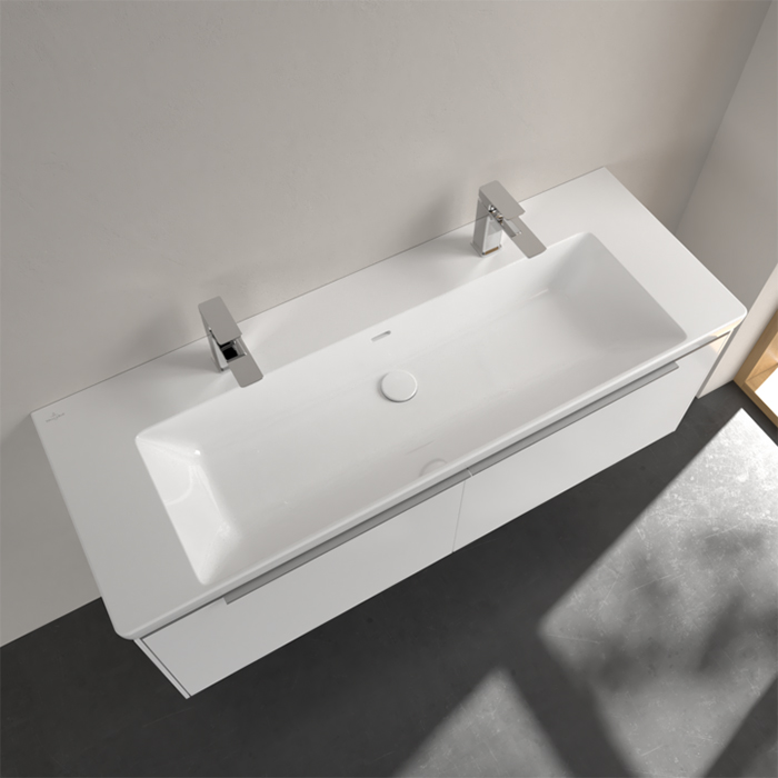 Villeroy&Boch Subway 3.0 Раковина 130х47х17см., 2 отв., подвесная, с переливом, цвет: альпийский белый