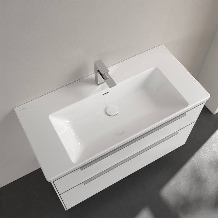 Villeroy&Boch Subway 3.0 Раковина 100х47х16.5см., 1 отв., подвесная, с антигрязевым покрытием CeramicPlus, с переливом, цвет: альпийский белый