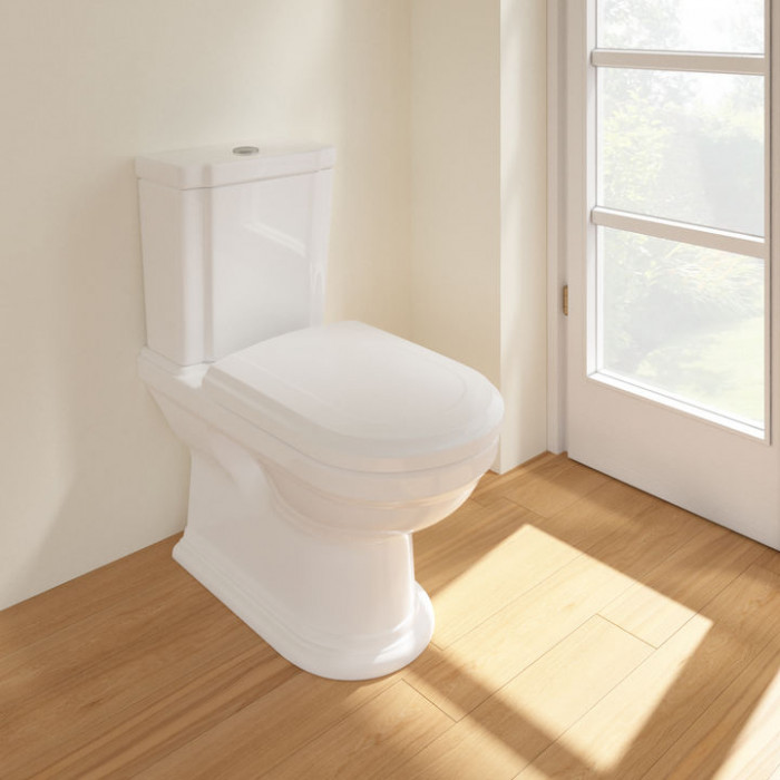 Villeroy Boch Hommage Унитаз моноблок, горизонтальный выпуск, 37x72.5см, с антигрязевым покрытием CeramicPlus, цвет: белый