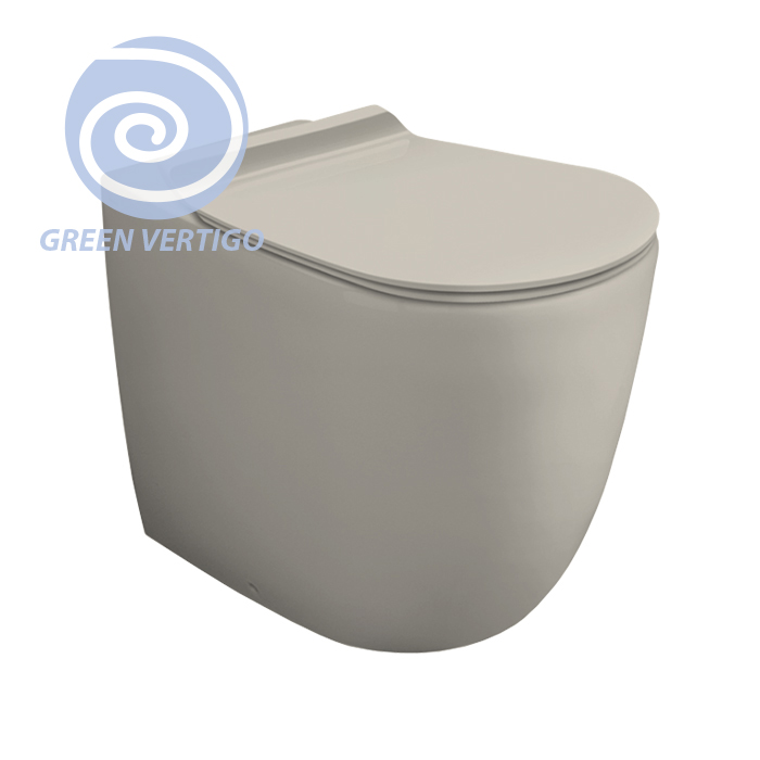 Simas Vignoni Унитаз 56x36.5см., напольный, безободковый, слив универсальный, GREEN VERTIGO, цвет: sabbia matt