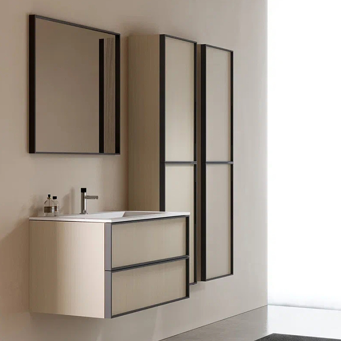 Verona Style Quadro Тумба подвесная с раковиной 80х50см, 2 выдв. ящика, цвет: W20 Nordic oak (Дуб северный)