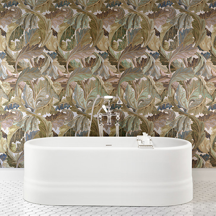 Devon&Devon Decor Slabs Керамогранит 120x240см, универсальная, глазурованнаный, декор: acanthus golden pink