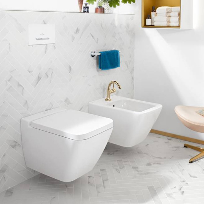 Villeroy & Boch Finion, Биде подвесное, размер 37.5x56см, с антигрязевым покрытием CeramicPlus, цвет: белый