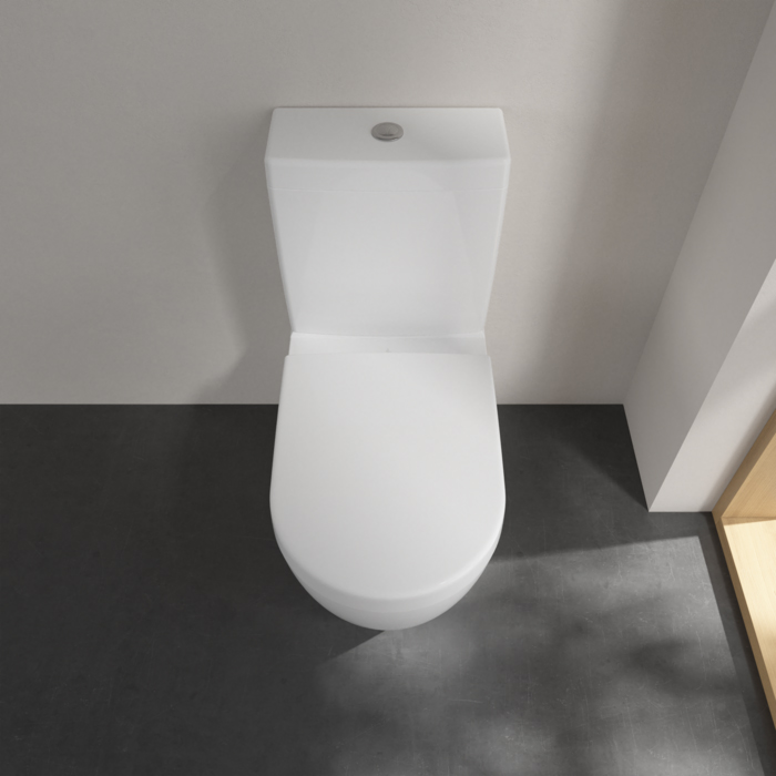 Villeroy&Boch Subway2.0 Унитаз-компакт с открытым смывным краем, напольный, 37х70см, с антигрязевым покрытием CeramicPlus, цвет: белый