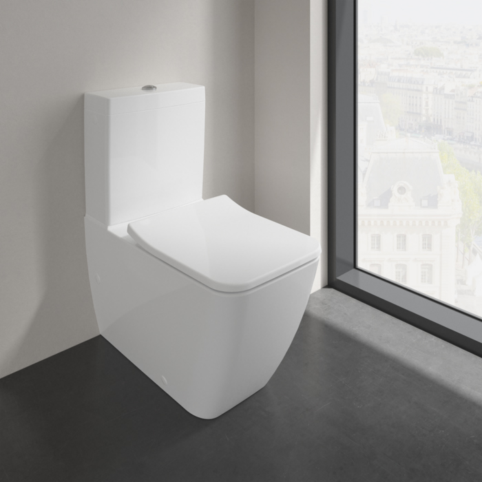 Villeroy&Boch Venticello Унитаз-компакт с открытым смывным краем, моноблок, 37.5х70см, с антигрязевым покрытием CeramicPlus, цвет: белый