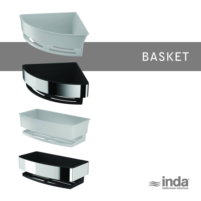 Inda Basket Полочка-корзинка угловая со съемной вставкой, цвет: хром/белая вкладка