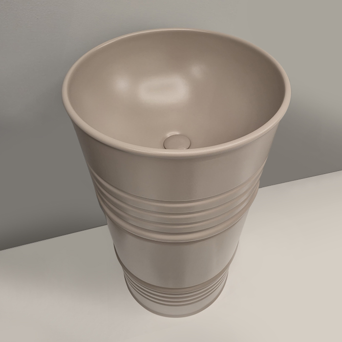 Kerasan Artwork Раковина свободностоящая "BARREL" d45x90см, без отв., слив в стену, цвет: Nocciola