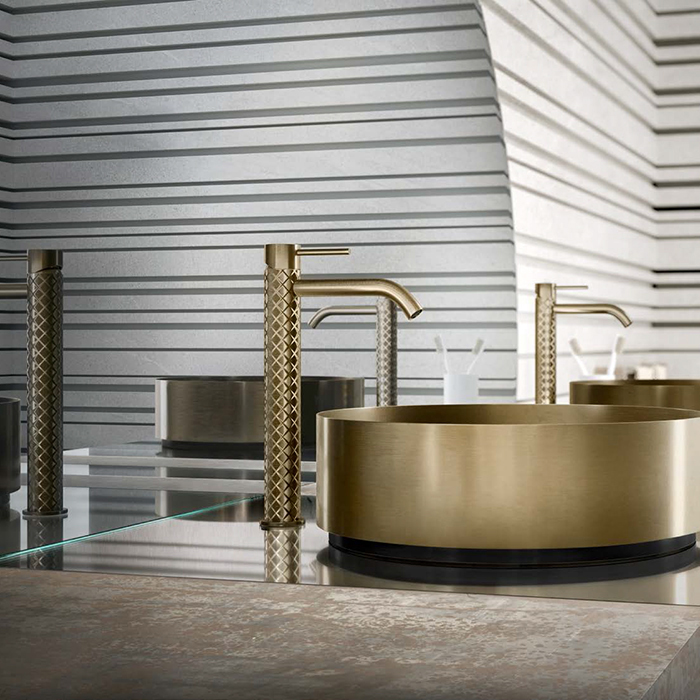 Gessi 316 Раковина 40 см, без отв., для установки на столешницу, без перелива, нержавеющая сталь, цвет: Warm bronze brushed PVD