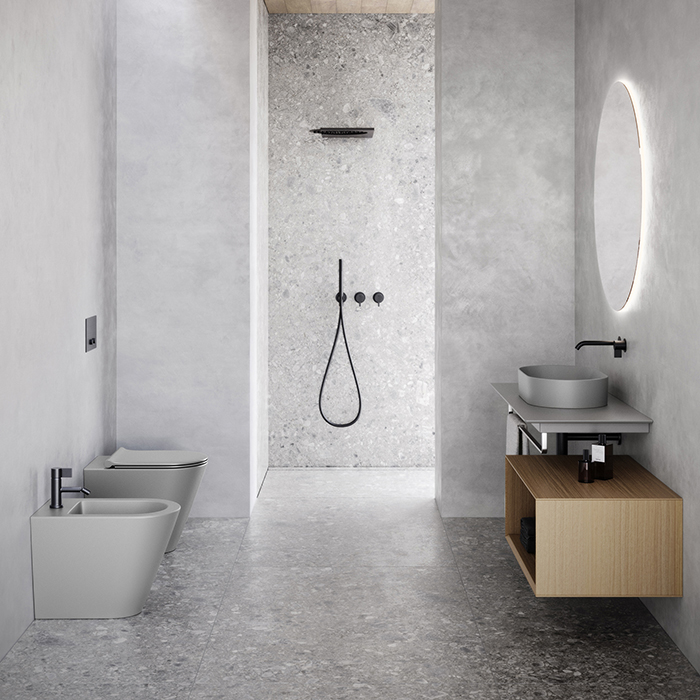 Catalano Zero Биде напольное 55x35см, с 1 отв., цвет: Cemento Satinato