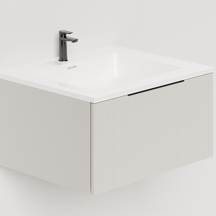 Salini Touch Тумба 60х50х32см., подвесная, с раковиной, 1 ящик, верт. фрез., цвет: Сreamy